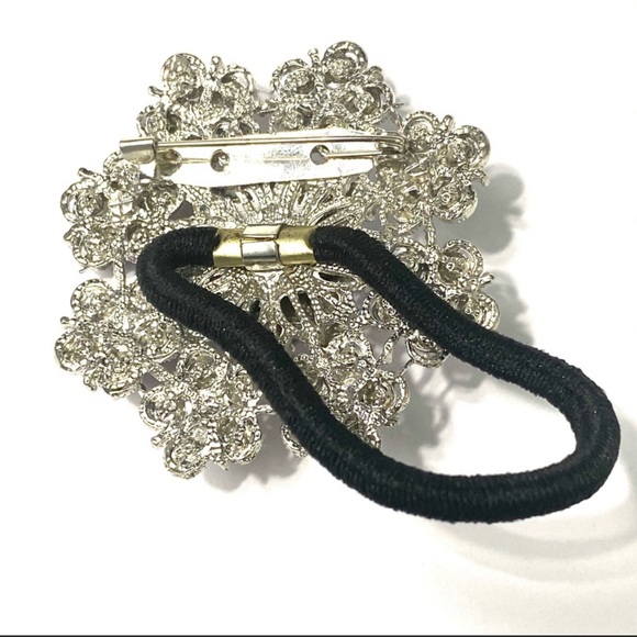 Ponytail Holder Brooch Purple Rhinestones 2 In 1 Snowflake - Picture 2 of 2